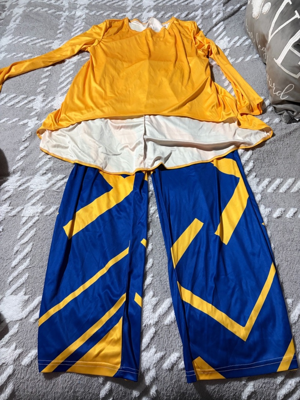 Colorblock Yellow Top with Blue & Yellow Geometric Pants